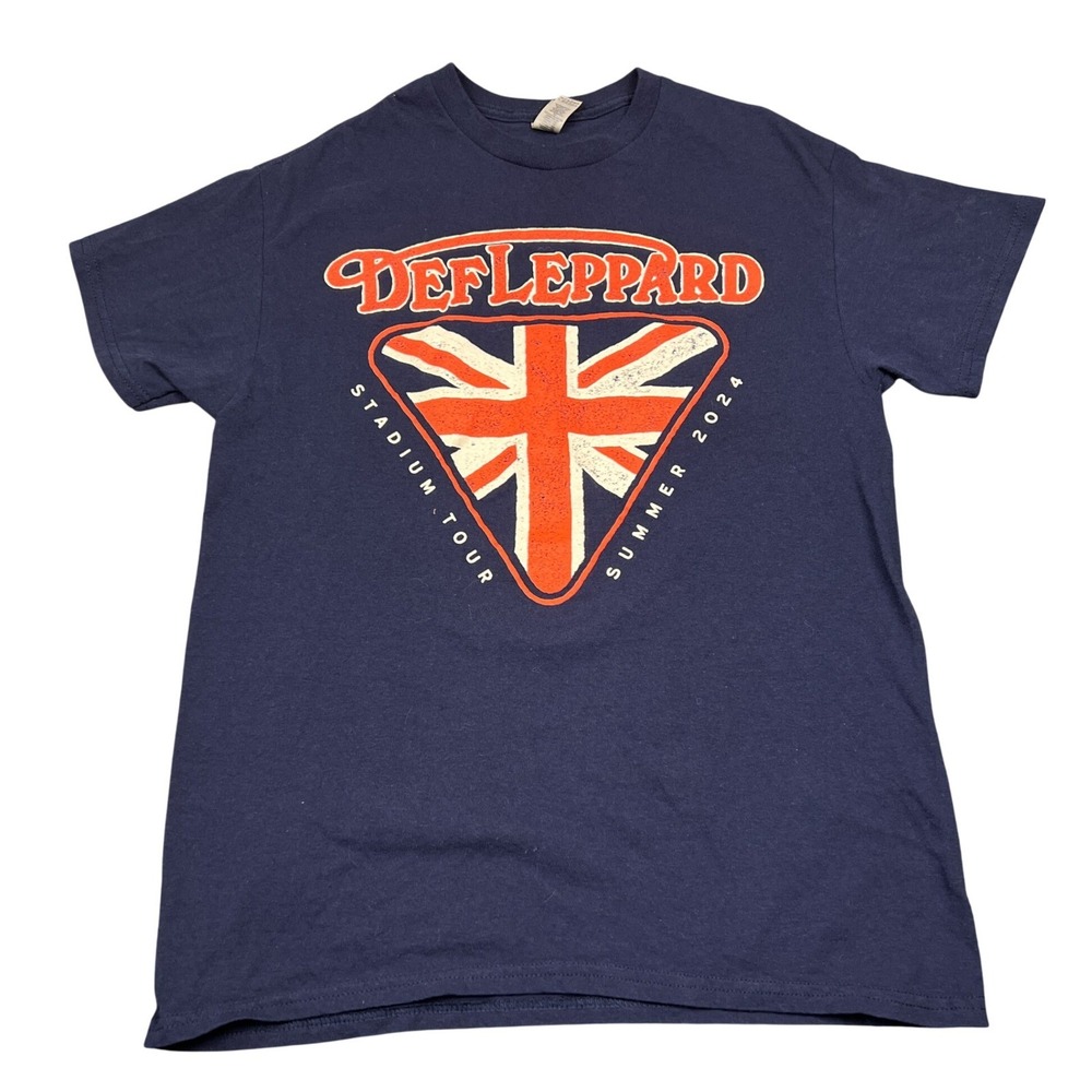 Def Leppard Stadium Tour 2024 T-Shirt Mens Medium Navy Blue Concert Graphic Tee